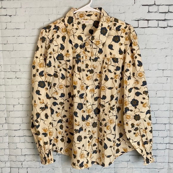 Roller Rabbit Evandra Floral Noemie Top Sz L Boho Feminine Romantic Official - Picture 5 of 16